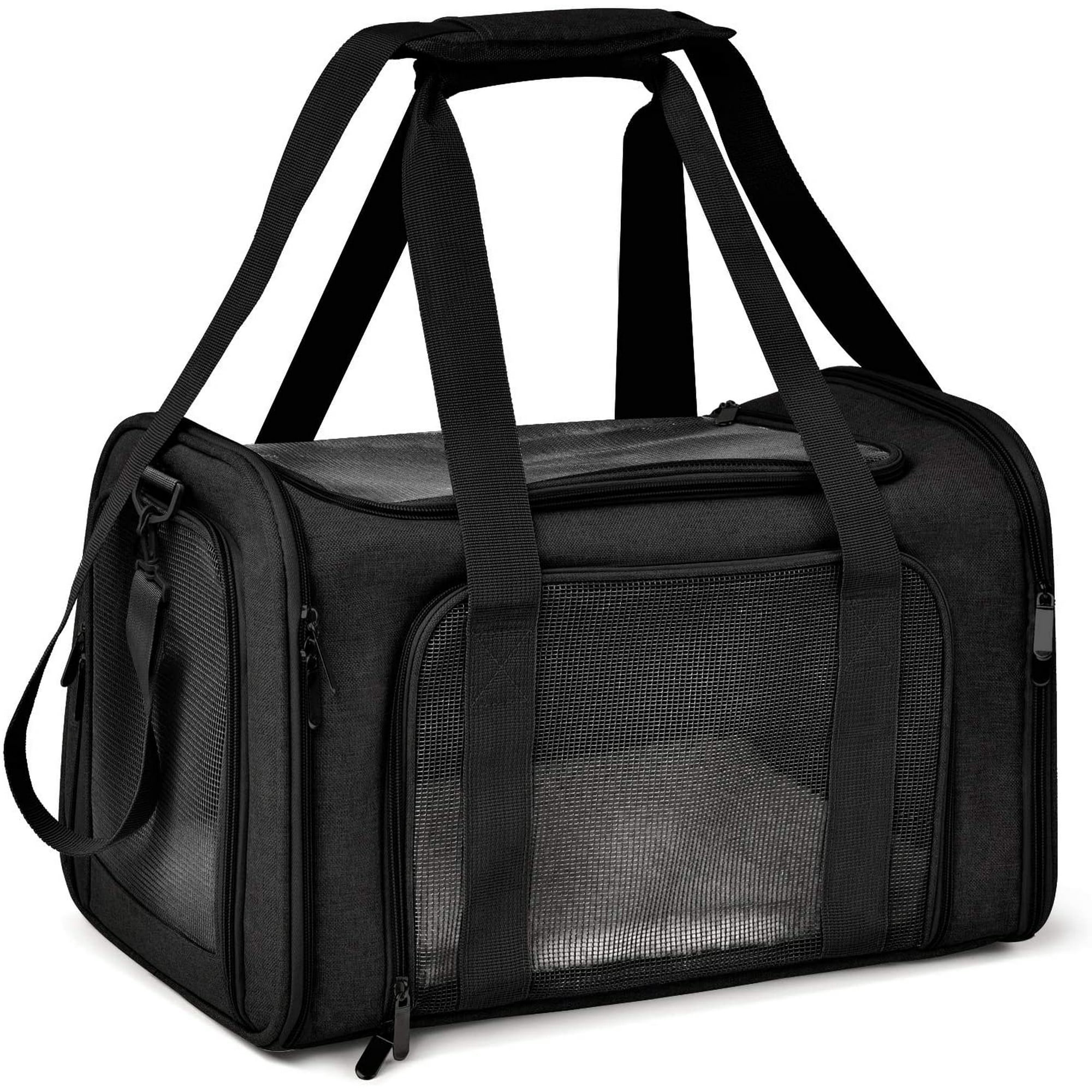 XINQIHANG Cat Carriers Dog Carrier Pet Carrier for Small Medium Cats Dogs Puppies up to 15 Lbs TSA Airline Approved Small Dog Carrier Soft Sided Collapsible Waterproof Travel Puppy Carrier Black Walma...