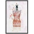 thumbnail image 3 of PixonSign Framed Canvas Print Wall Art Female Body Shaped Perfume Bottle Decorative Brushstroke Illustrations Modern Art Glam Multicolor Ultra for Living Room, Bedroom, Office - 24"x36" Black, 3 of 5