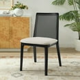 thumbnail image 2 of Side Dining Chair, Ivory White, Fabric, Wood, Rattan, Bar Pub Cafe Bistro Dining Kitchen Hospitality Restaurant, Modern Contemporary, HB37082, 2 of 9