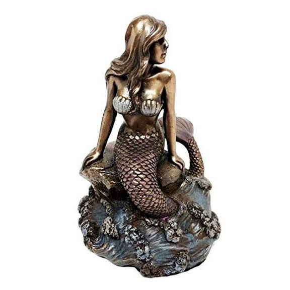 ARIEL MERMAID SITTING ON ROCK LOOKING BEYOND THE HORIZON FANTASY FIGURINE STATUE