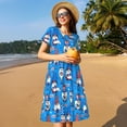thumbnail image 4 of Fotbe Robe Motif Gnomes aux USA Décontractée Mode Femme Manches Courtes Robe Maxi Robe T-Shirt Rayée Longue à Blocs de Couleur, 4 of 6