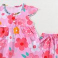 thumbnail image 4 of KPOPLK Toddler Girl Clothes Summer Kids Cute Print Outfits Ruffle Tee Tops Shorts 2-Piece Set 6 Months - 14 Years Size 4-5 Years,Hot Pink, 4 of 4
