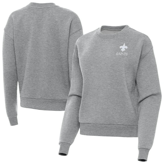 Women's Antigua  Heather Gray New Orleans Saints Victory Crew Pullover Sweatshirt