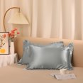 thumbnail image 6 of REGALWOVEN Satin Pillow Shams with Envelope Closure Soft and Smooth Set of 2, Grey Queen(20"x30"), 6 of 6