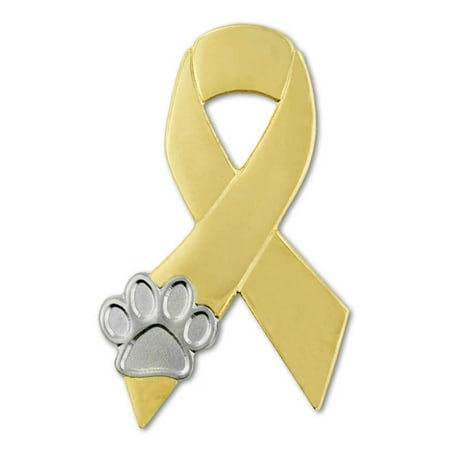 - PinMart's Gold and Silver Animal Cruelty Awareness Ribbon Paw Print Lapel Pin