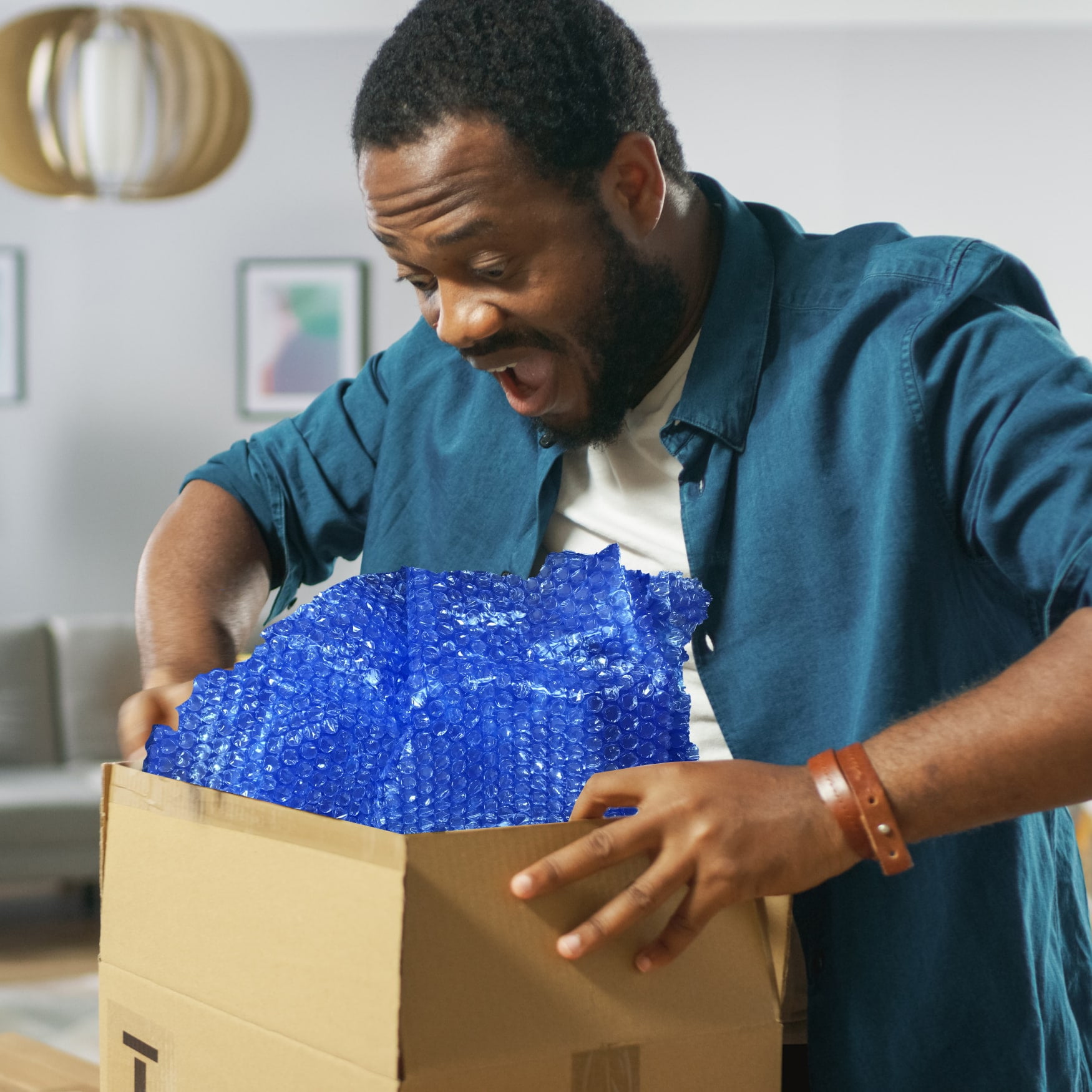 uBoxes 30-Feet Roll Blue Bubble Small 3/16" Wrap x 12" Wide