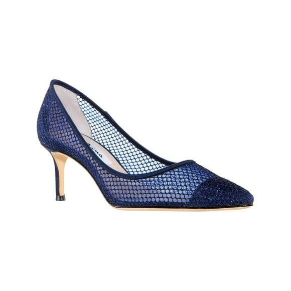 NINA NEW YORK Womens Navy Padded Niley Pointed Toe Kitten Heel Slip On Dress Pumps Shoes 5 W