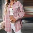 thumbnail image 5 of Dasayo Ladies Tops and Blouses Long Sleeve Pink Loose Fit Casual Collared Plaid Button-Up Shirts Womens Tshirts L, 5 of 8