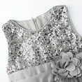 thumbnail image 3 of Uhnice Sequin Sleeveless Tulle Mesh Flower Girl Party Dress (Silver Grey, 7 Years/150), 3 of 7