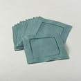 thumbnail image 2 of SARO 6100C.A6S 6 in. Lange Square Hemstitch Cocktail Napkin - Aqua  Set of 12, 2 of 7