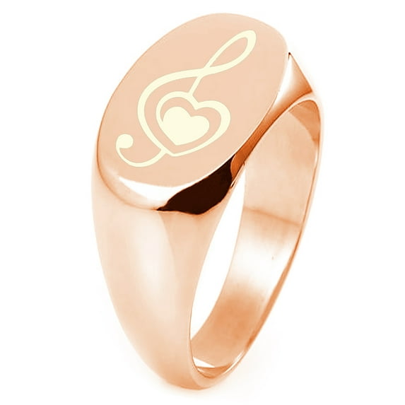 Sterling Silver Treble Clef Heart Engraved Oval Flat Top Polished Ring