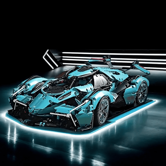 1284-Piece Blue Supercar Building Block Set, 1:14 Scale Racing Car Model DIY Toy Halloween Christmas Gift