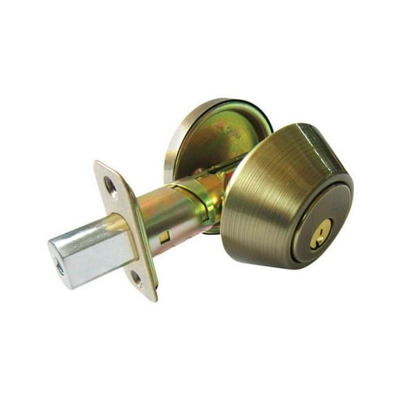 Faultless 5002074 Antique Brass Metal Single Cylinder Deadbolt - ANSI Grade 3, 1.75 in.