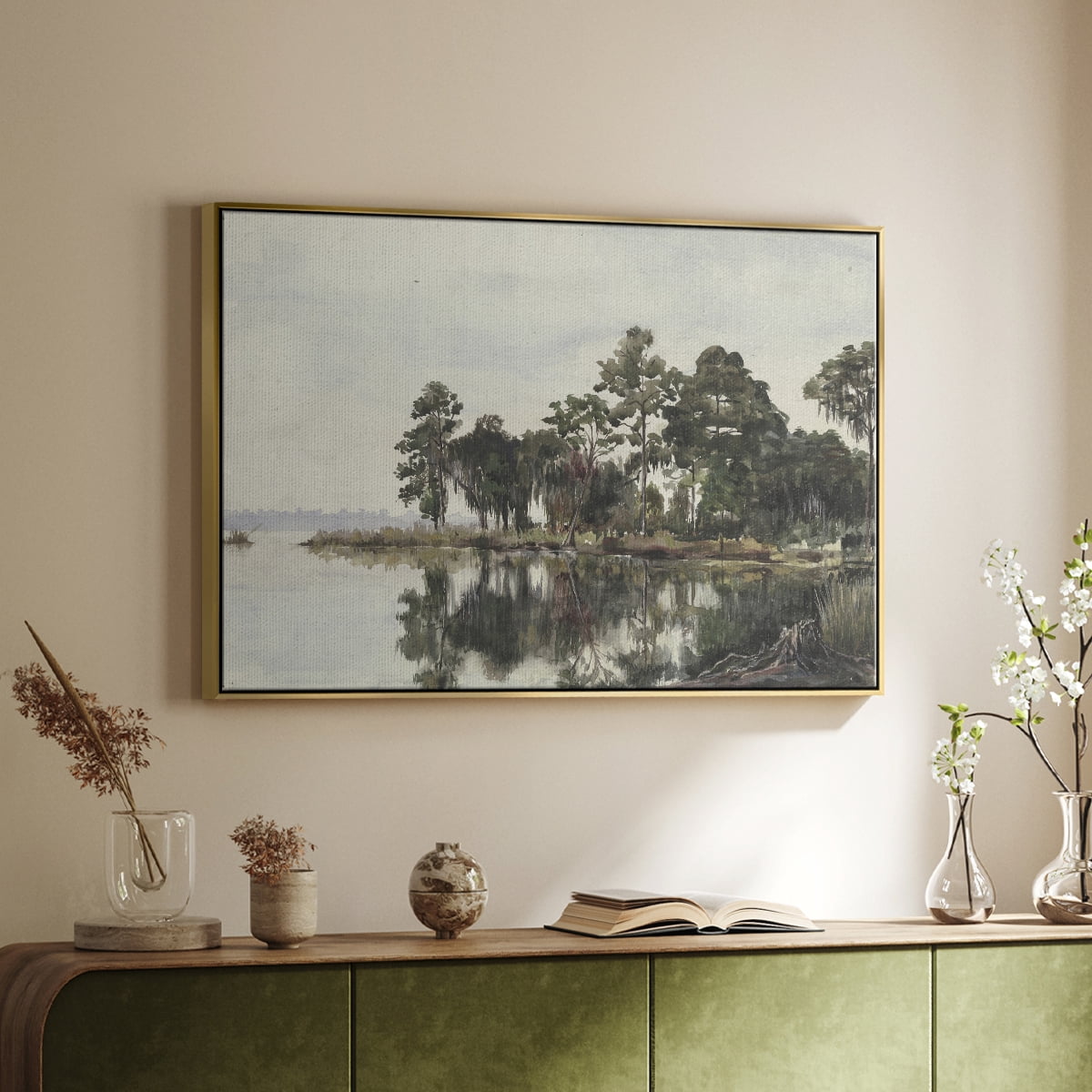 Vintage Landscape-XL By Wexford Home Framed in Gold Wood Gallery Wrapped Canvas 27 in. x 41 in.