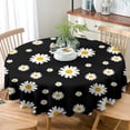 thumbnail image 3 of Odenmar Daisy Floral Round Tablecloth 60 Inch, Farmhouse Waterproof Table Cover, Rustic Flower Design for Dining Table, Kitchen, Party Indoor Outdoor, 3 of 6