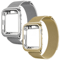thumbnail image 1 of Kit de 2 Correas metálicas para apple watch de 40mm + Protector lateral de pantalla. Mamá Pulpo  Milanese case lateral, 1 of 3