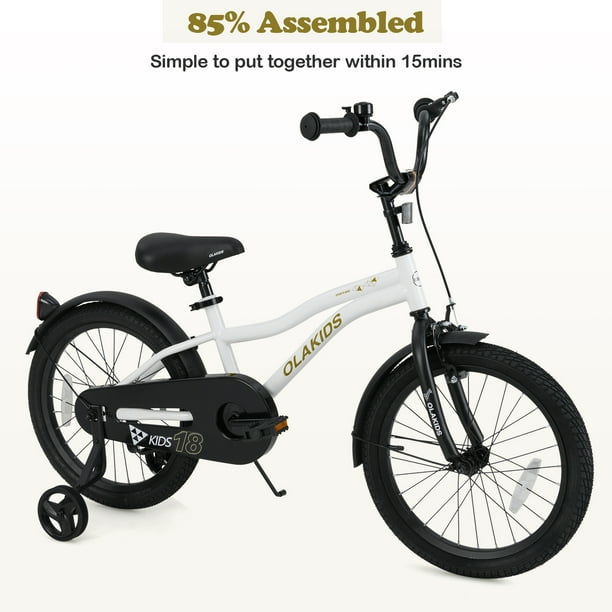Vélo pour enfants de Costway avec roues stabilisatrices, guidon réglable et siège, frein à main noir/rose/argenté | Best Buy Canada