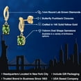 thumbnail image 2 of Gem Stone King 14K Yellow Gold Green Tourmaline and Lab Grown Diamond Dangle Earrings for Women | 1.45 Cttw | Gemstone October Birthstone | Oval 7X5MM, 2 of 6