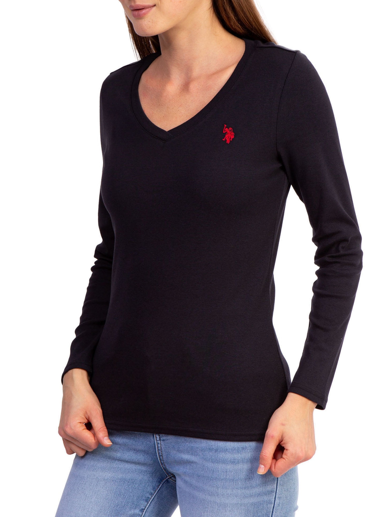 U.S. Polo Assn. Women's Long Sleeve V-Neck T-Shirt, Sizes XS-3XL