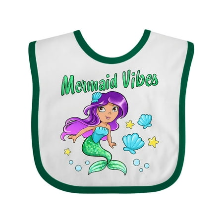

Inktastic Mermaid Vibes- Cute Mermaid with Green Tail Gift Baby Girl Bib