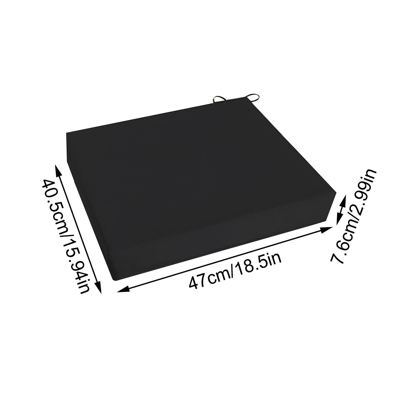 Outdoor Chair Cushions 18 Inch, Waterproof & Fade Resistant Patio Seat Cushion for Furniture with Handle and Ties, Thick Seating Pads for Outside Sofa Couch Set of 2(Black)