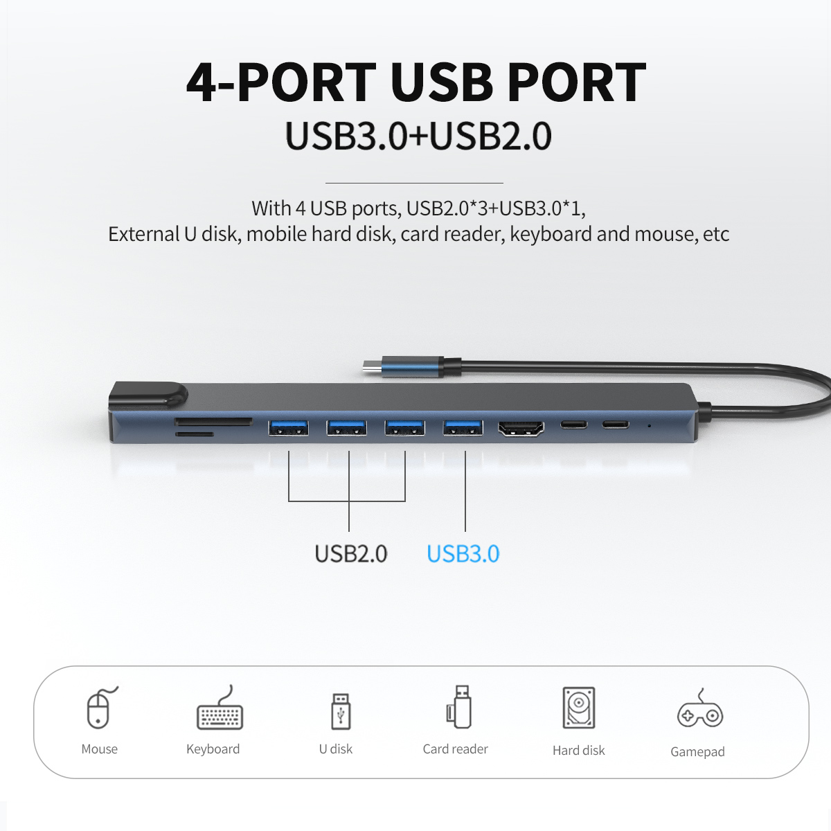 DOONJIEY 10 IN 1 Type C Docking Station Multi-port Adapter USB C Hub with 4K HDTV,RJ45 100M,USB3.0/2.0,PD 100W,TYPE C 2.0,SD/TF for Mac