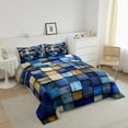 thumbnail image 3 of Erosebridal Navy Blue Grid Buffalo Bedding Sets Full with Comforter, Geometry Brown Plaid Checkered Duvet Insert, Reversible 3-Piece, 3 of 7