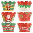 thumbnail image 1 of GOOHOCHY 6 envoltorios navideños para cupcakes, decoración para postres, suministros para fiestas, moldes de papel para hornear, 1 of 7