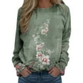 thumbnail image 1 of CNKOO Chandail en Molleton à Col Rond Imprimé pour Femmes, Chandail Décontracté à Manches Longues, Blouse Ample, 1 of 4