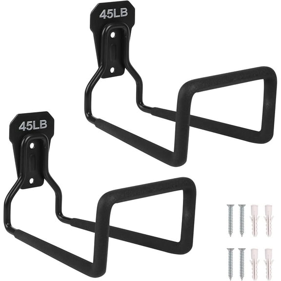 Metal Garden Hose Holder - Heavy Duty Hose Hanger Wall Mounted Water Hose Holder for Outside Yard, Durable Hose Hooks Ideal for Water Hose, Extension Cords (2pcs Black)