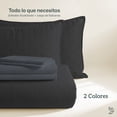 thumbnail image 2 of Dreamlab Edredón Queen Ligero y Juego de Sábanas con Fundas de Almohada Decorativas (7 piezas). Set de Colcha Ligera y Sábanas para Cualquier Temporada. Hipoalergénico. Trébol, Negro / Grafito, 2 of 10