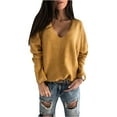 thumbnail image 5 of QASIEATN Sweaters for Graceful Women Fashion, Sweaters Long Sleeve V Neck Loose Pullover Tops Soft Warm Cozy Lightweight Wool Knit Sweater , Womens Fall Tops, 5 of 5
