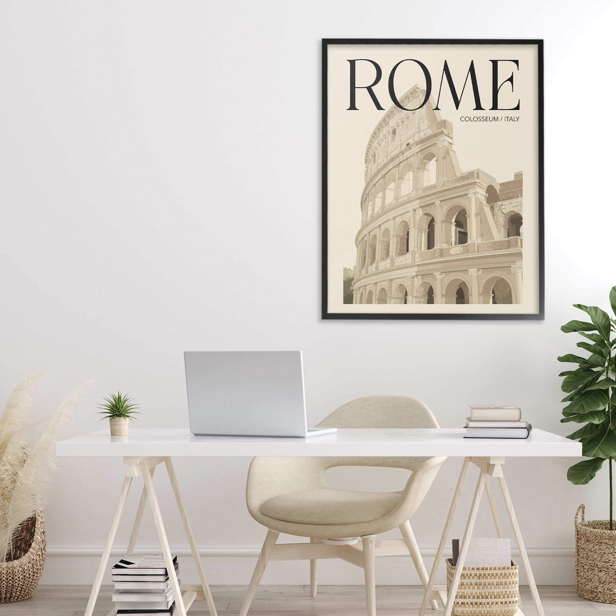 Stupell Industries Vintage Rome Colosseum Black Framed Giclee Art, design by Andreas Magnusson