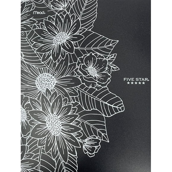 Porte-document à pochettes et attaches Five Star floral noir et blanc Porte-document