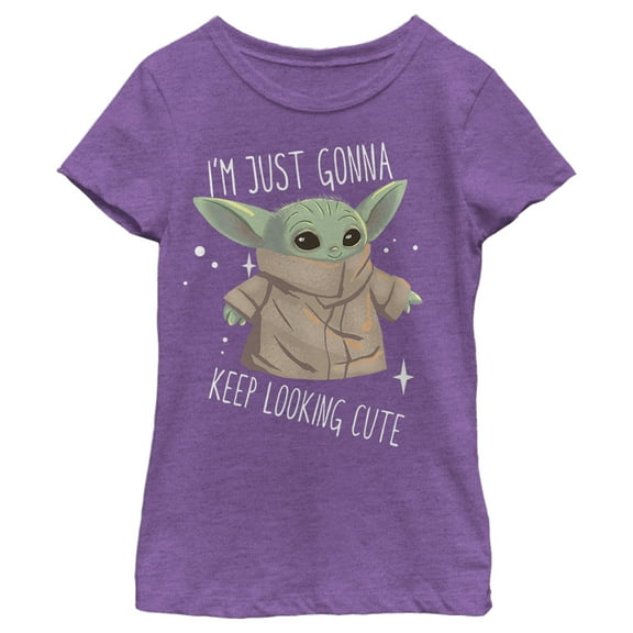 Girl's Star Wars: The Mandalorian The Child Looking Cute Graphic Tee Purple Berry Large