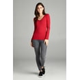 thumbnail image 6 of Emmalise Women's Casual Basic V-Neck Tshirt Long Sleeves Tee Top - Junior and Plus Sizes, 6 of 7