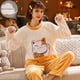 thumbnail image 1 of Pijama cálido de franela para Mujer, conjunto de pijama con estampado de dibujos animados, jersey de lana Coral, trajes para el hogar, 3XL, invierno, 1 of 4
