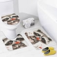 thumbnail image 4 of 4 Piece Bathroom Rug Set with Shower Curtain Cute Raccoon Holding A Flower with Non-Slip Rugs Toilet Lid Cover And Bath Mat Bathroom Decor Set Raccoon with Flower Cute Animal 12 Plastic Hooks, 4 of 8
