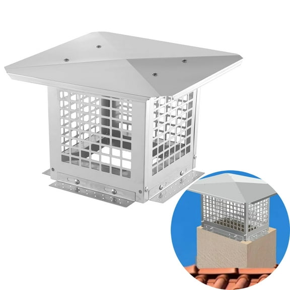 Garvee Chimney Cap, 9" x 9" Outside Chimney Cover with Adjustable Bottom, Easy Installation, Silver