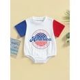 thumbnail image 2 of Wassery 4th of July Infant Baby Girls Boys Romper Outfits Independence Day Clothes Letters Print Contrast Color Short Sleeve Round Neck Bodysuits 0-24M My First Independence 's Day, 2 of 9