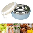 thumbnail image 4 of HLONK 4 Pcs  For Hot Food  Lunch Box  Thermal Lunch Box Stackable Hot Food Insulated Box 304 Stainless Steel Round Lunch Box Sealed Food Containers(Single Layer-Blue), 4 of 7