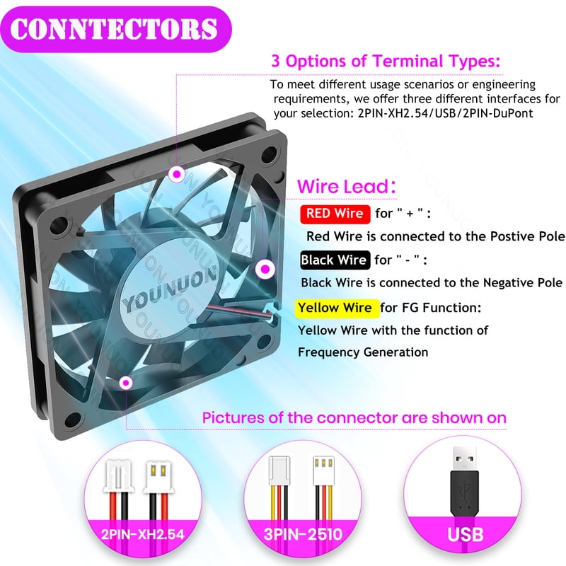 2PCS 60mm 5V 12V 24V Brushless USB 2PIN 3PIN DC Cooler Fan 60x60x10mm 6010 6cm For Computer PC CPU Case Cooling
