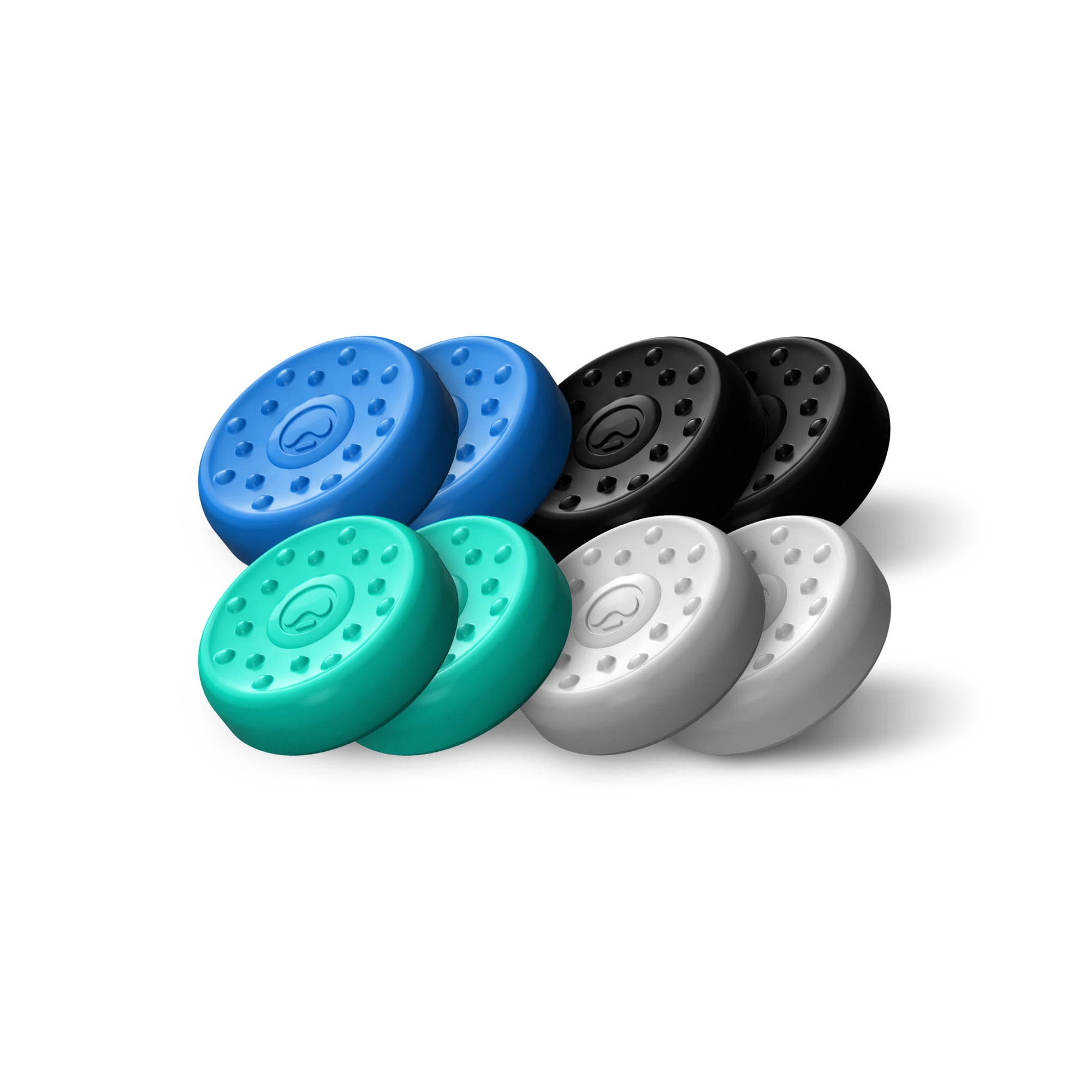 KontrolFreek No-Slip Thumb Grips for PlayStation 5 (PS5) and PlayStation 4 (PS4) Controller | 8 Pack | Blue. Light Blue, White and Black