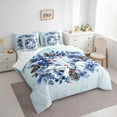 thumbnail image 3 of Manfei Red Christmas Berry 7-Piece Bedding Comforter Set,Xmas Flower Wreath King Bedding Sets,Blue Red Bed Sheets For Kids,Microfiber Bedroom Decor, 3 of 8