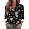 thumbnail image 2 of Abomasnow Womens Button Down Shirts Fashion Boho Floral Printed Shirts Dressy Casual Long Sleeve V Neck Tops S-2XL, 2 of 6
