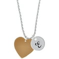 thumbnail image 1 of Delight Jewelry Acrylic 1" Goldtone Heart Silvertone Script Initial Disc - E - Charm Necklace, 20"+3", 1 of 4