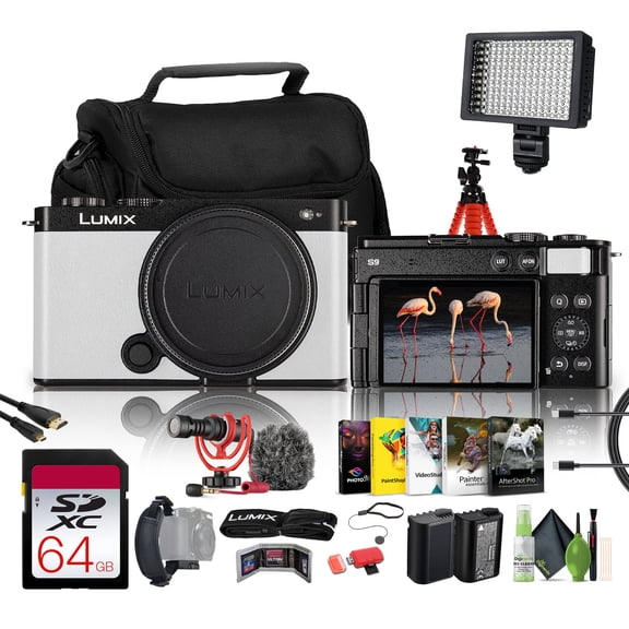 Panasonic Lumix S9 Mirrorless Camera (White)   64GB Memory Card   Panasonic DMW-BLK22 Lithium-Ion Battery   Rode VideoMicro Camera-Mount Microphone   More