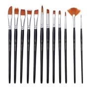 16 Pieces Professional Paint Brush Set Arts Crafts Supplies Painting Brushes Black