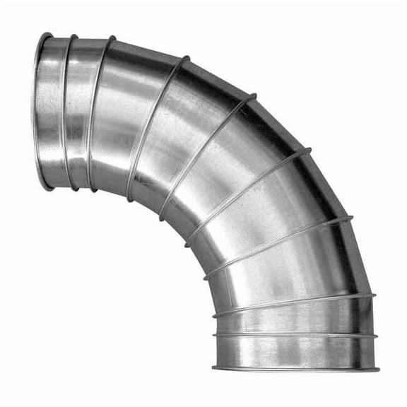 Round 90 Degree Elbow, 12 in Duct Dia, Galvanized Steel, 22 ga GA, 26-1/4" L