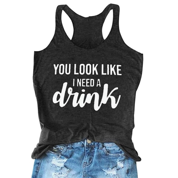 Arlun Fashionable Graphic Workout Tank Tops Womens Round Neck Racerback Lightweight Breathable Casual Sleeveless Tshirts Loose Comfy Casual Vest 5-Black XL
